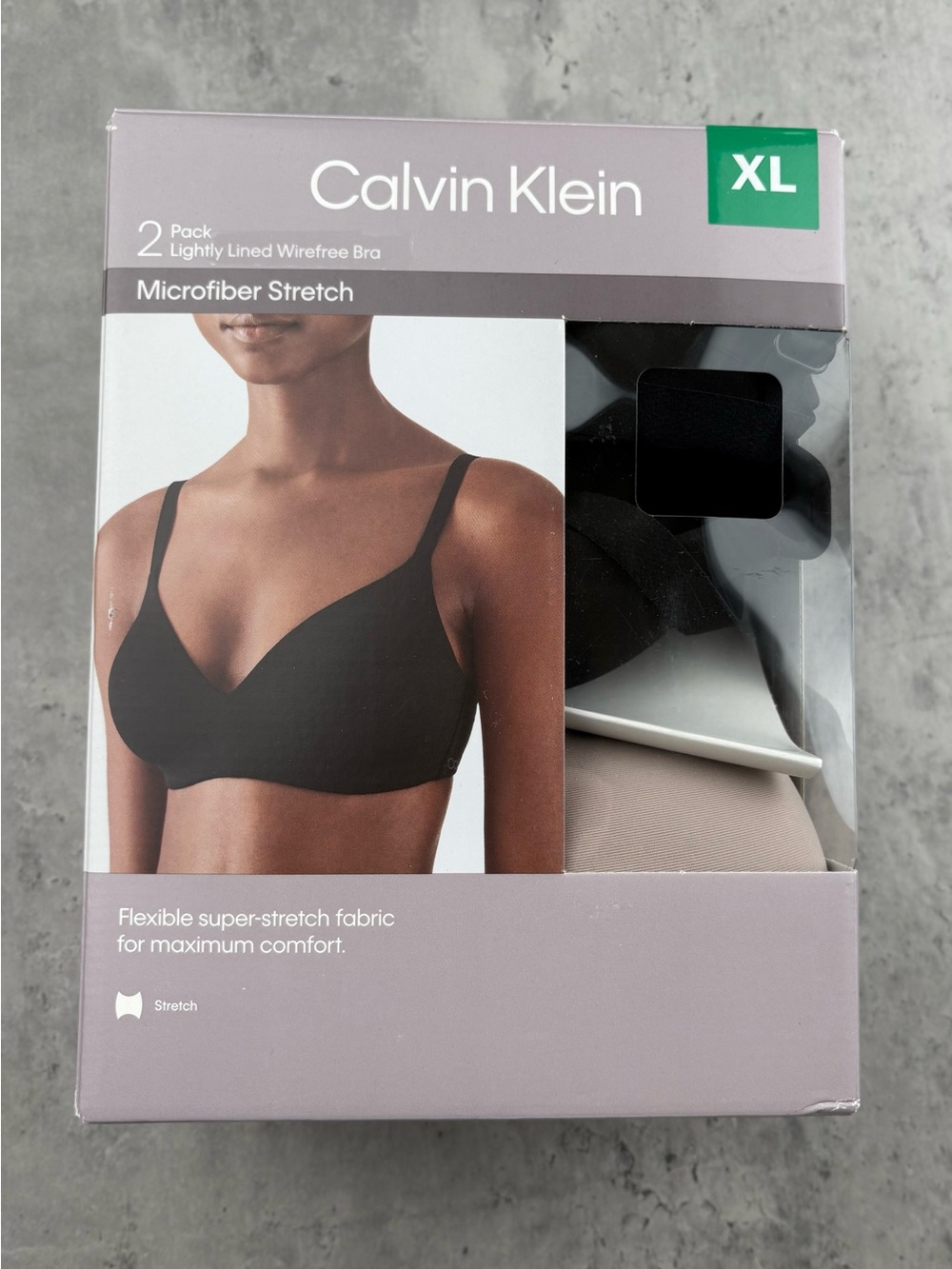 Calvin Klein wirefree bra 2 pack microfiber stretch size XL lightly lined